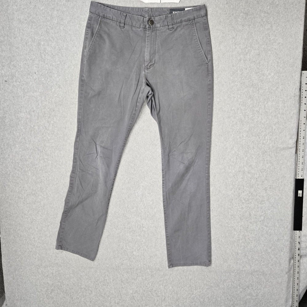 Bonobos Men Pants 33X32 Gray Chino Twill Button Tailored 32" Inseam